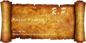 Raics Placid névjegykártya